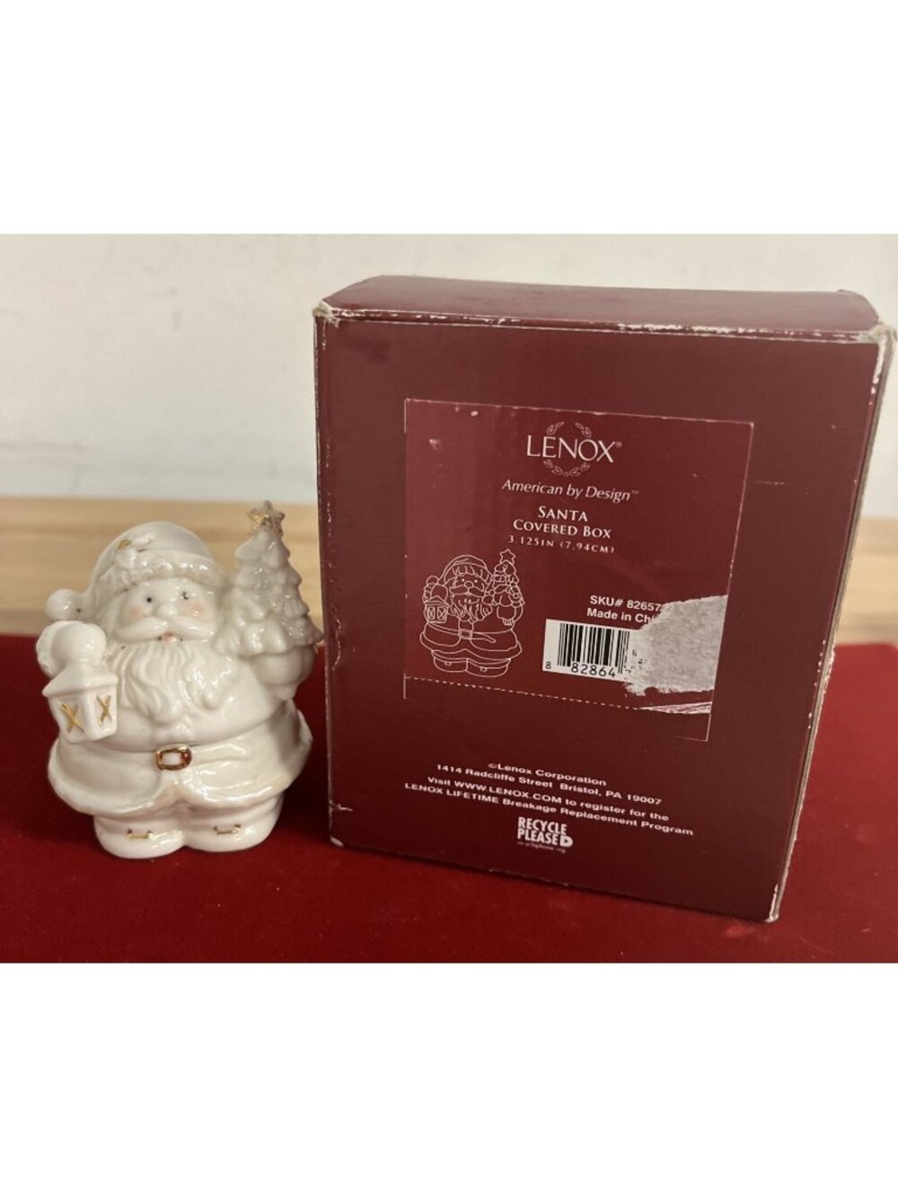 Lenox - Santa Covered Christmas Tree Trinket Box Figurine, with Lenox box